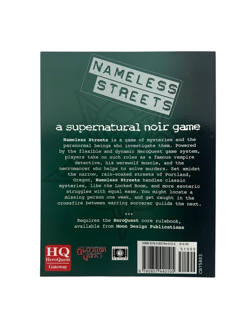 Cubicle7 RPG Nameless Streets - A Supernatural Noir Game EX